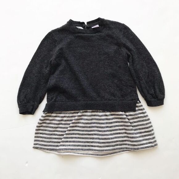 ZARA light knit/stripe mix dress EUC 18-24 months - Picture 1 of 5